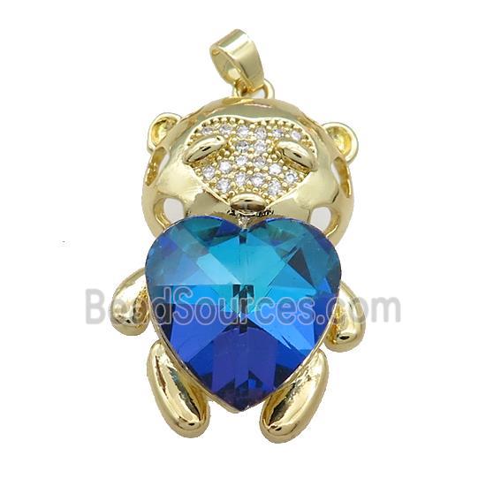 Copper Mouse Pendant Pave Crystal Glass Zircon Gold Plated