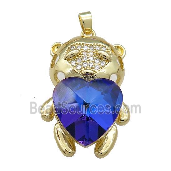 Copper Mouse Pendant Pave Crystal Glass Zircon Gold Plated