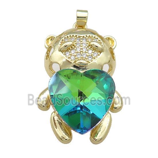 Copper Mouse Pendant Pave Crystal Glass Zircon Gold Plated