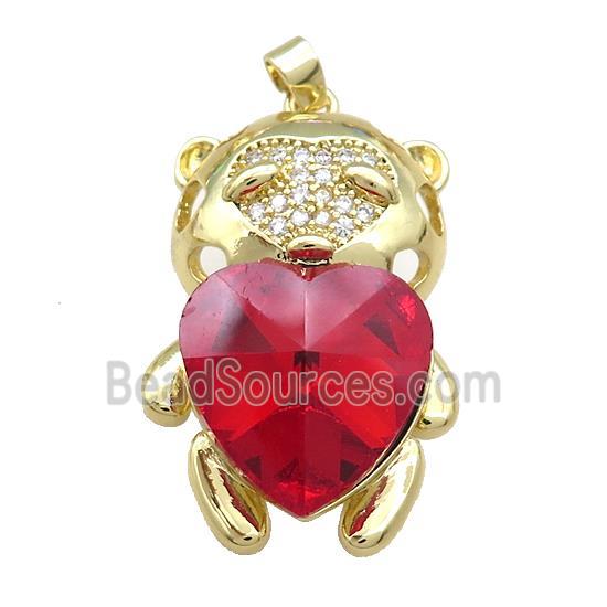 Copper Mouse Pendant Pave Crystal Glass Zircon Gold Plated