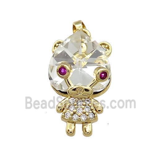 Copper Kids Pendant Pave Crystal Glass Zircon Gold Plated