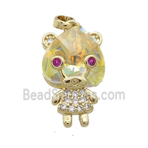 Copper Kids Pendant Pave Crystal Glass Zircon Gold Plated