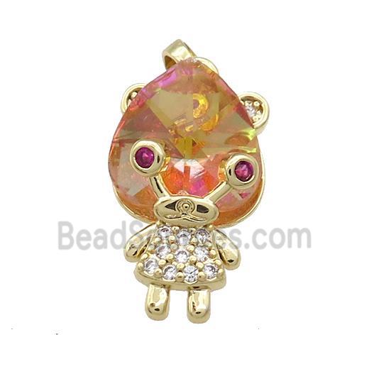 Copper Kids Pendant Pave Crystal Glass Zircon Gold Plated