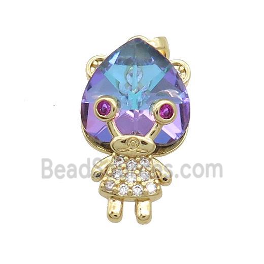 Copper Kids Pendant Pave Crystal Glass Zircon Gold Plated