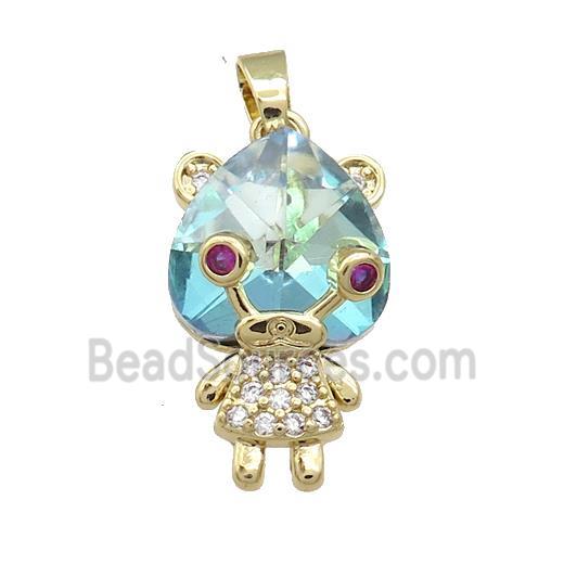 Copper Kids Pendant Pave Crystal Glass Zircon Gold Plated