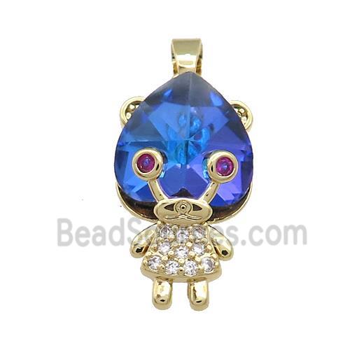 Copper Kids Pendant Pave Crystal Glass Zircon Gold Plated