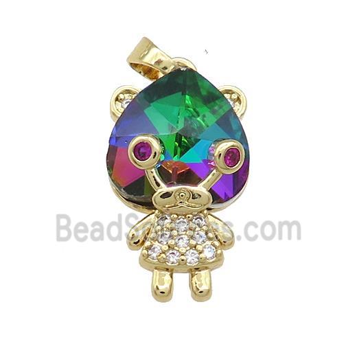 Copper Kids Pendant Pave Crystal Glass Zircon Gold Plated