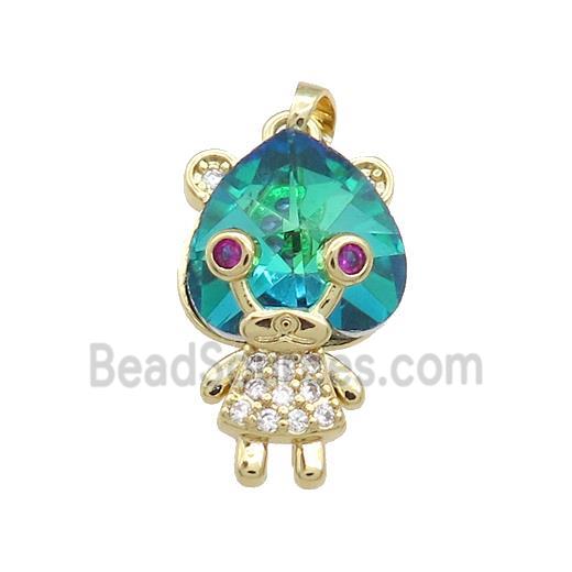 Copper Kids Pendant Pave Crystal Glass Zircon Gold Plated