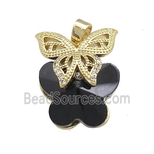 Copper Butterfly Pendant Pave Crystal Glass Zircon Gold Plated