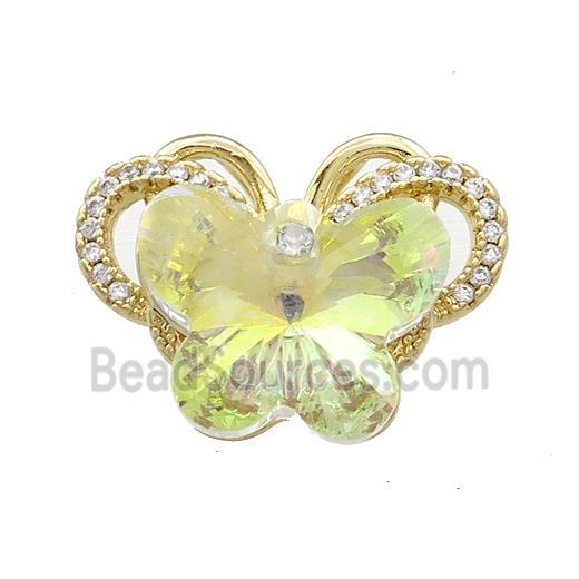 Copper Butterfly Pendant Pave Crystal Glass Zircon 2loops Gold Plated