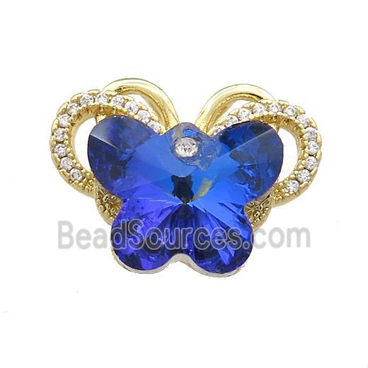 Copper Butterfly Pendant Pave Crystal Glass Zircon 2loops Gold Plated