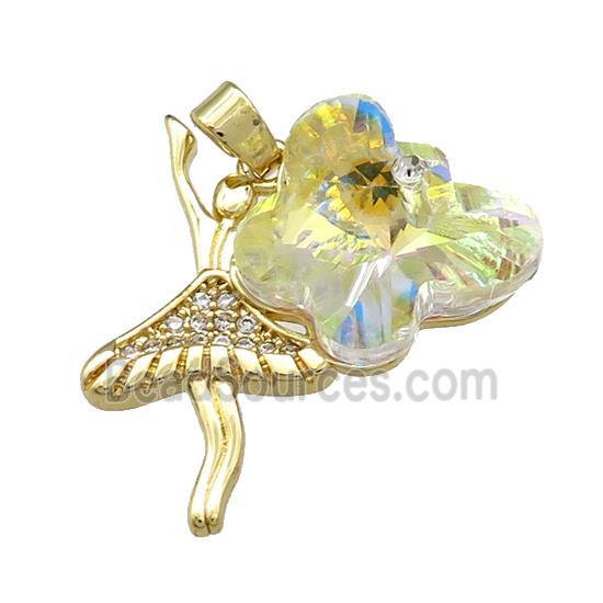 Copper Beauty Pendant Pave Crystal Glass Zircon Gold Plated