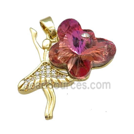 Copper Beauty Pendant Pave Crystal Glass Zircon Gold Plated