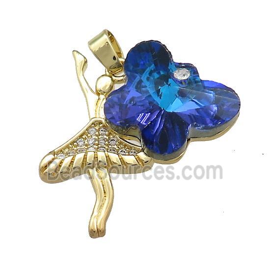 Copper Beauty Pendant Pave Crystal Glass Zircon Gold Plated