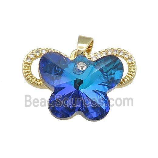 Copper Butterfly Pendant Pave Crystal Glass Zircon Gold Plated