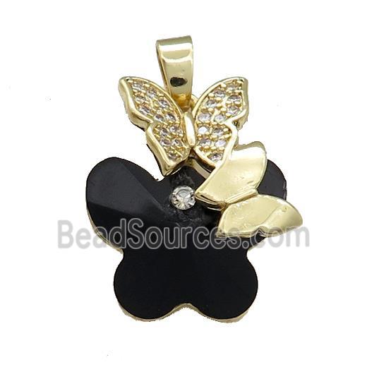 Copper Butterfly Pendant Pave Crystal Glass Zircon Gold Plated