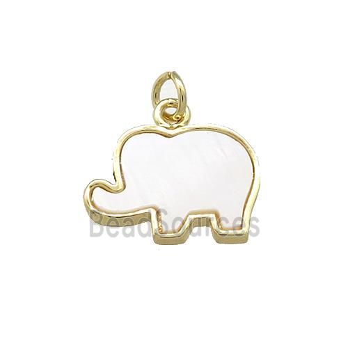 Copper Elephant Pave White Shell Gold Plated