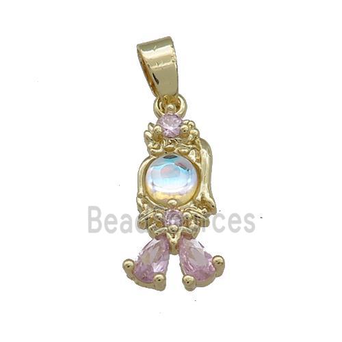 Copper Kids Pendant Pave Zircon Gold Plated