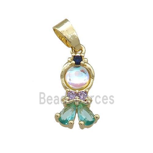 Copper Kids Pendant Pave Zircon Gold Plated