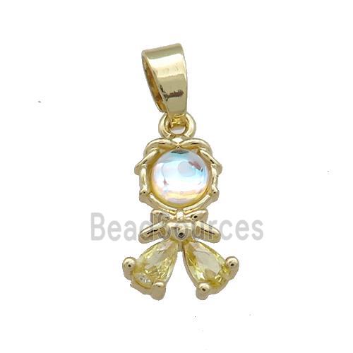 Copper Kids Pendant Pave Zircon Gold Plated