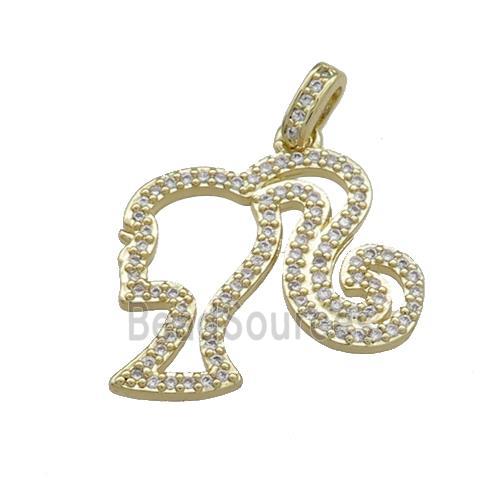 Copper Girls Pendant Pave Zircon Gold Plated