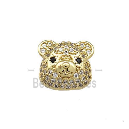 Copper Bear Beads Pave Zircon Gold Plated