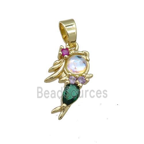 Copper Cute Girls Pendant Pave Zircon Gold Plated