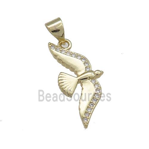 Copper Eagle Charms Pendant Pave Zircon Birds Gold Plated