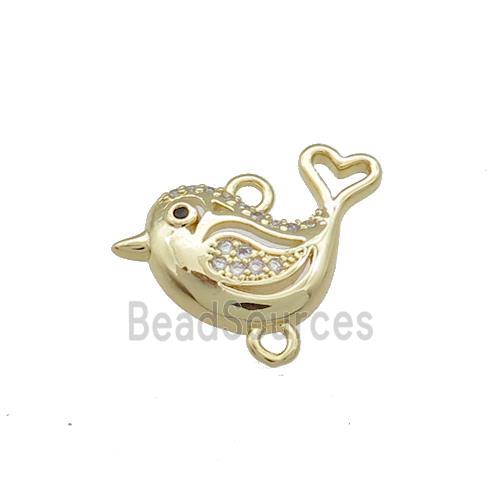 Copper Birds Connector Pave Zircon Gold Plated