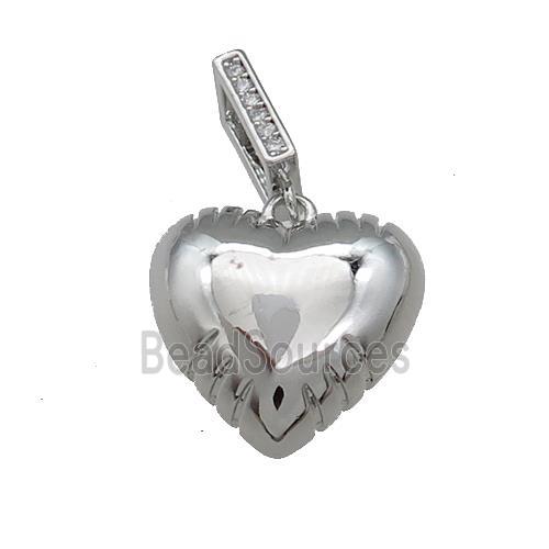 Copper Heart Pendant Platinum Plated