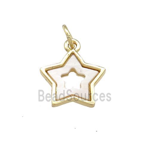 Copper Star Pendant Pave Shell Gold Plated