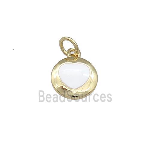 Copper Heart Pendant White Enamel Gold Plated