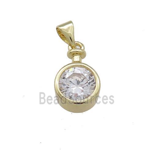 Copper Circle Pendant Pave Zircon Gold Plated