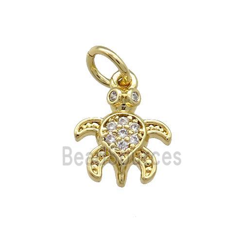 Copper Tortoise Pendant Pave Zircon Gold Plated