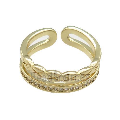 Copper Rings Pave Zircon Gold Plated