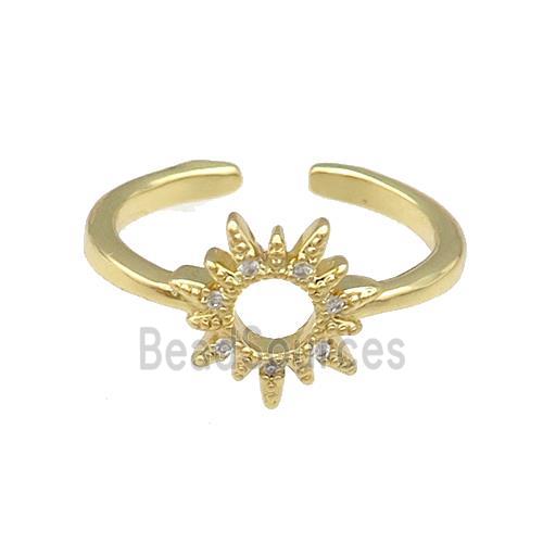 Copper Rings Pave Zircon Sun Gold Plated