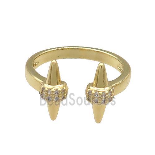 Copper Rings Pave Zircon Cuff Gold Plated