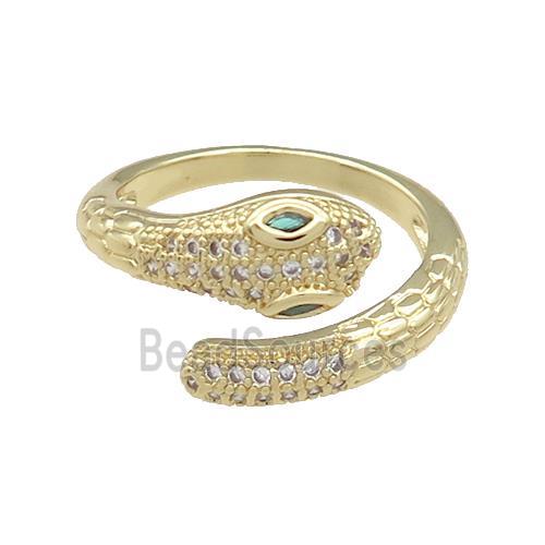 Copper Snake Rings Pave Zircon Gold Plated