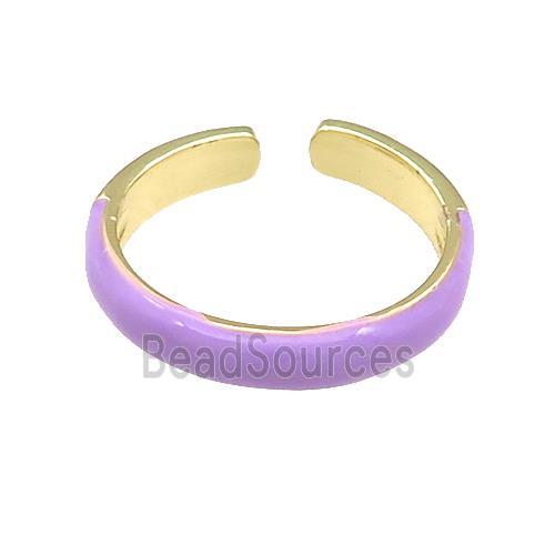 Copper Rings Purple Enamel Gold Plated