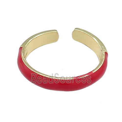 Copper Rings Red Enamel Gold Plated