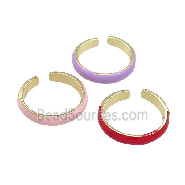 Copper Rings Enamel Gold Plated Mixed