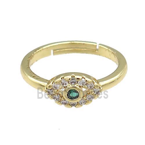 Copper Rings Pave Zircon Eye Adjustable Gold Plated