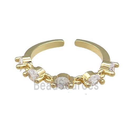 Copper Rings Pave Zircon Gold Plated