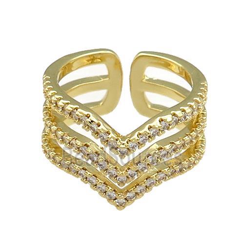 Copper Rings Pave Zircon Gold Plated