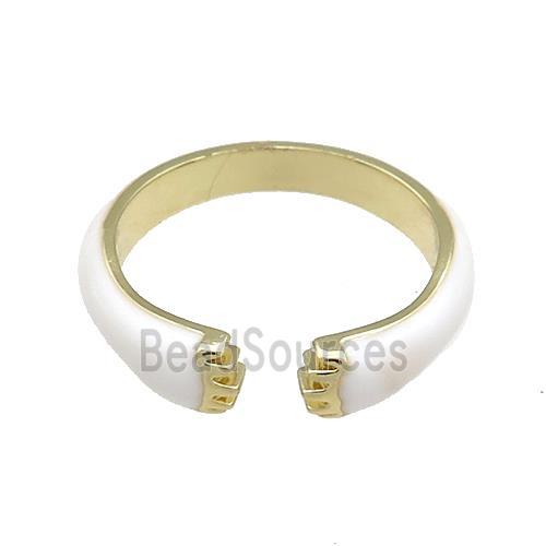 Copper Rings White Enamel Gold Plated