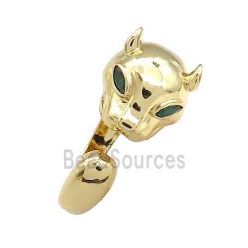 Copper Rings Pave Zircon Leopard Gold Plated