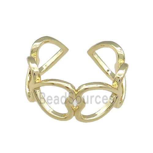 Copper Rings Heart Gold Plated