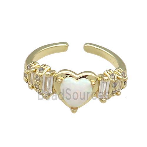 Copper Rings Pave Zircon Heart Gold Plated