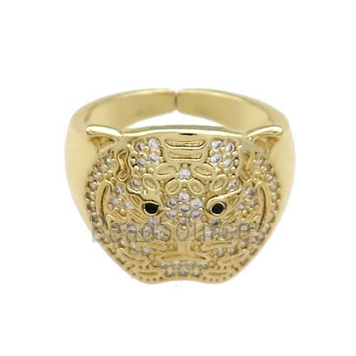 Copper Rings Pave Zircon Owl Gold Plated