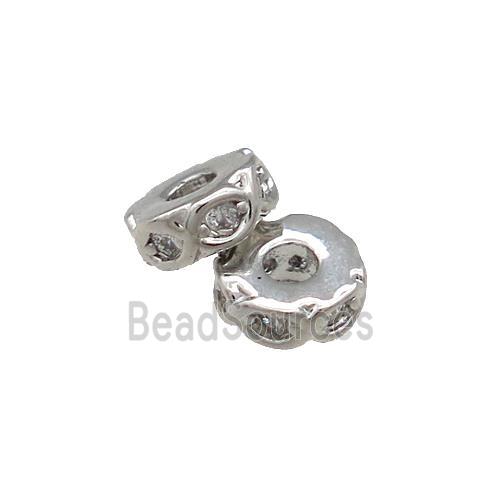 Copper Heishi Beads Pave Zircon Platinum Plated